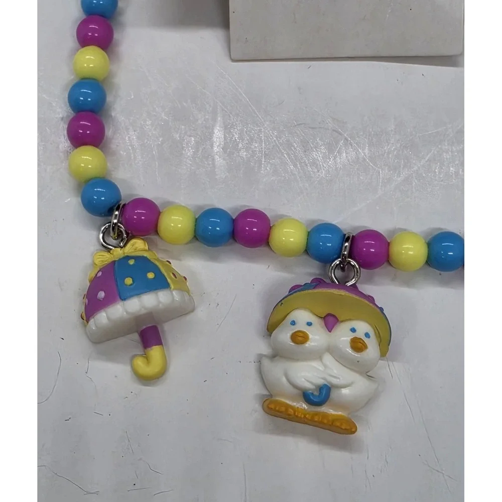 Vintage Avon Kids Rainy Day Ducks Necklace With Pierced And Clip on Earrings